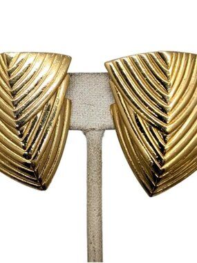 Vintage 1980s Signed Givenchy Goldtone Clip Earrings